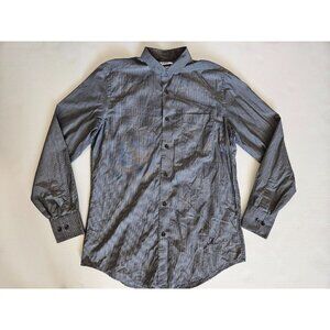 Murano Collezione Men's Long Sleeve Striped Dress Shirt Gray Size M